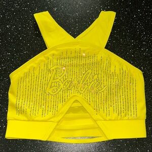YELLOW BLINGED OUT BARBIE SPORTS BRA